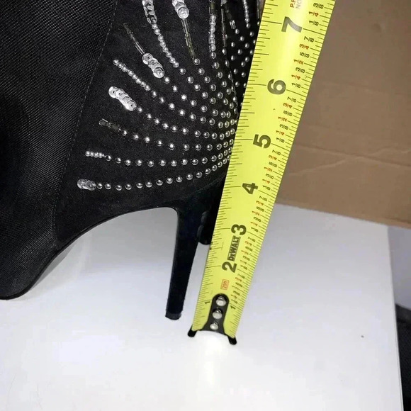 Guess Women's Polli Black Fabric Peep Toe Ankle, mesh style Boots 71/2 M. - Picture 5 of 10